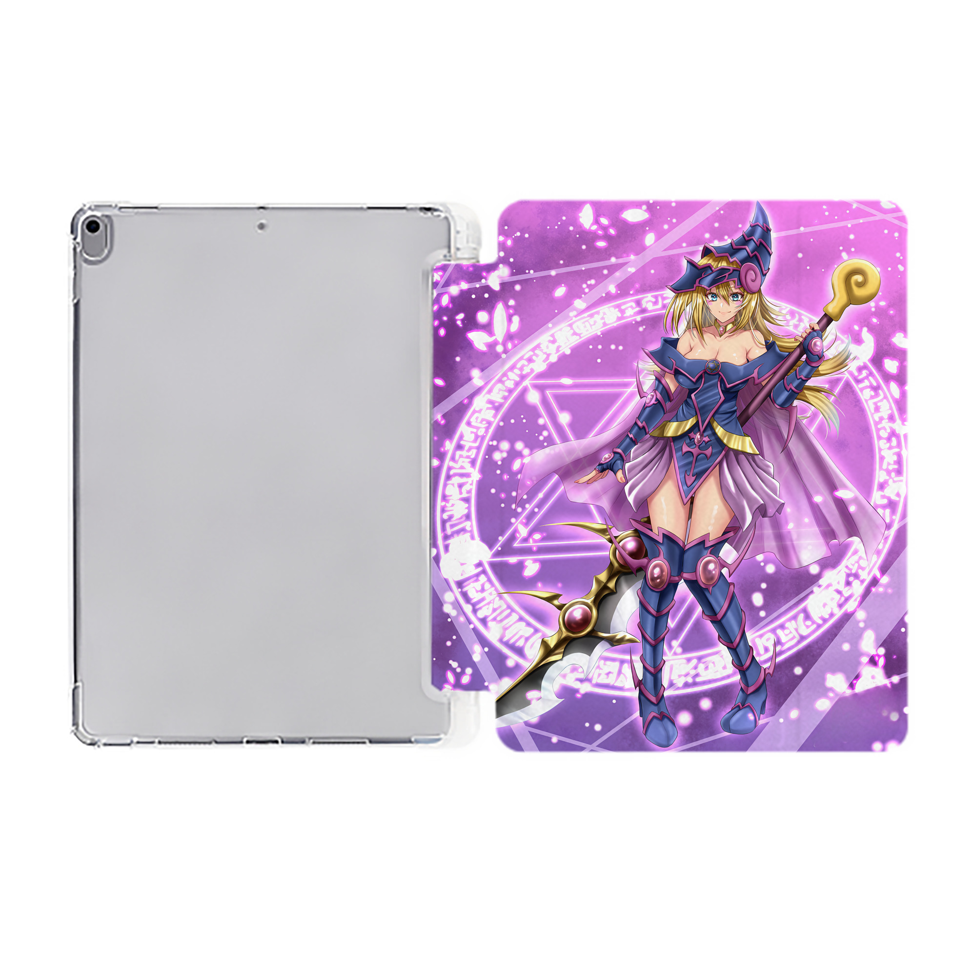 （画像用） 遊☆戯☆王 Yu-Gi-Oh! IPad ケース ペン収納付き 三つ折りスタンド PUレザー×シリコン 対応機種9.5/10.5/10.9インチ